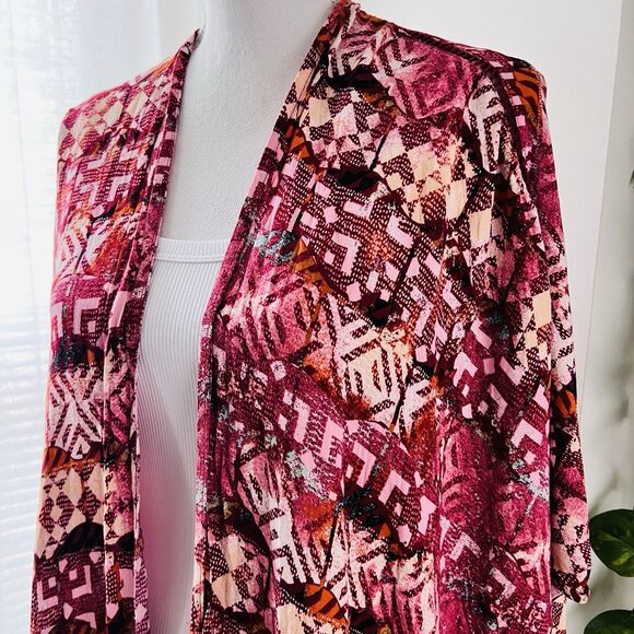 True Craft Colorful Floral Long Open Front Duster Wrap Aztec Southwestern OS - Picture 6 of 9